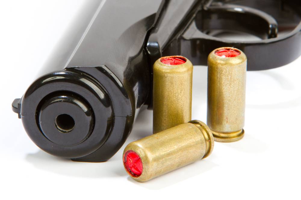 Black handgun And ammunition