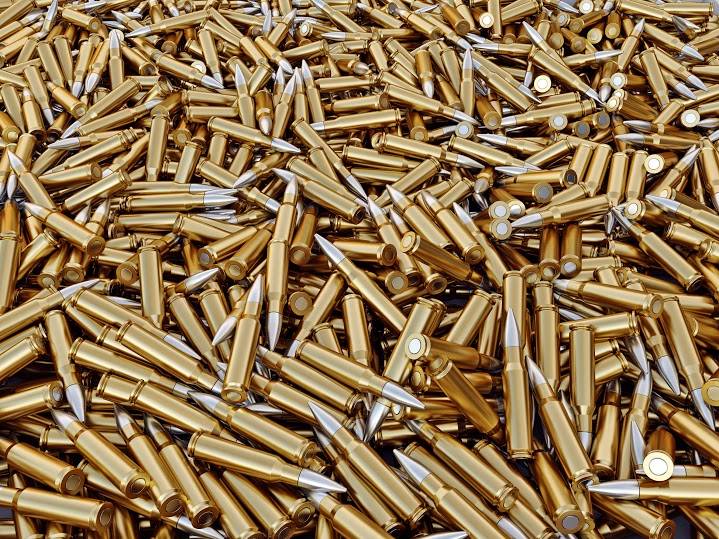 Pile of gun bullets  3d render.